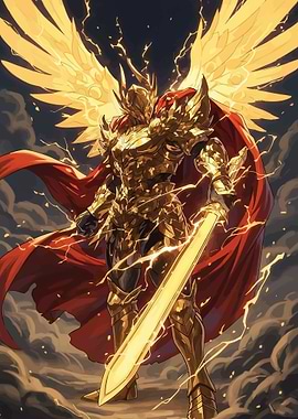 Golden Angelic Warrior with Sword