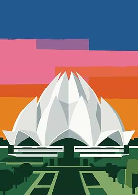 Lotus Temple at Sunset