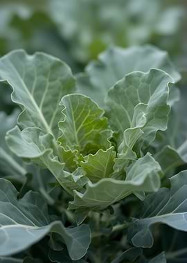 Close-up of a young cabbage plant