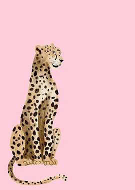 Watercolor Cheetah on Pink Background