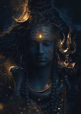 Lord Shiva with Serpent and Trident