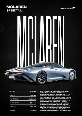 McLaren Speedtail Car Poster