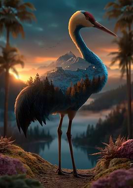 Surreal Crane Landscape