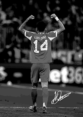 Luis Diaz celebrating with arms raised