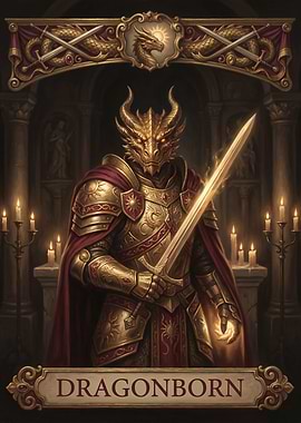 Dragonborn Knight with Glowing Sword