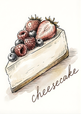 Cheesecake slice with berries