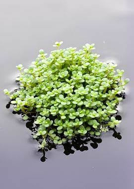 Small green plant floating on water
