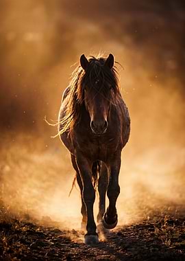 Majestic Horse Running in Golden Light