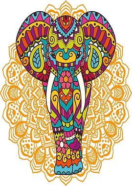 Colorful Elephant Mandala Art