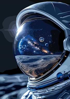 Astronaut's Reflection of the Cosmos