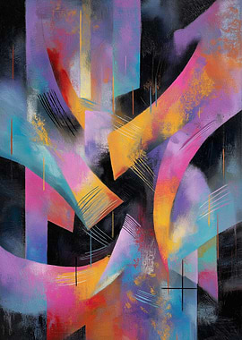 Vibrant Abstract Geometric Painting