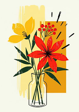 Abstract Floral Arrangement in a Vase