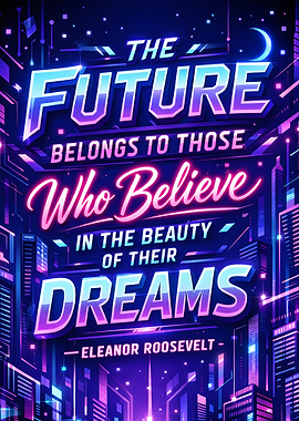 Inspirational Quote with Futuristic Cityscape