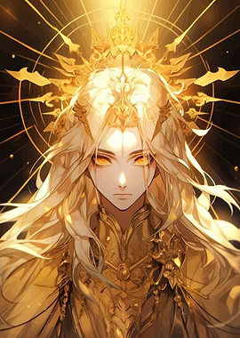 Golden Anime Character with Crown