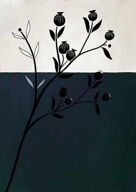 Minimalist Floral Branch with Pods 215