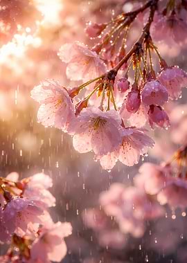 Cherry Blossoms in Rain