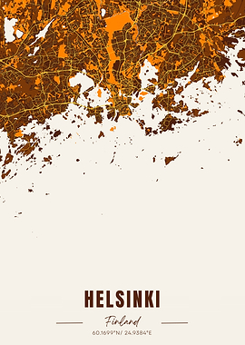 Helsinki Finland Map Art