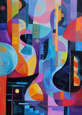 Abstract Guitar Painting