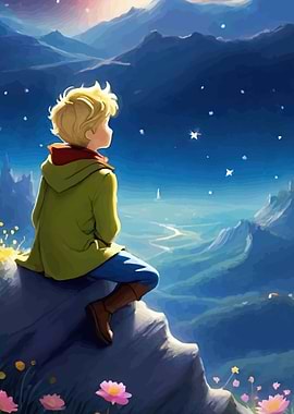 The Little Prince Looking at the Stars