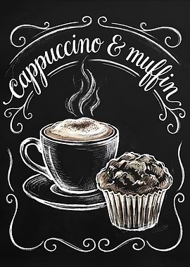 Cappuccino and Muffin Chalk Art
