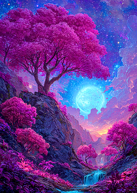 Enchanted Pink Forest Landscape