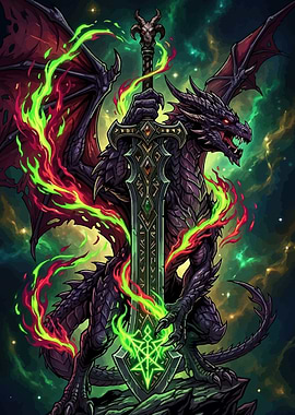 Dragon Holding a Magical Sword