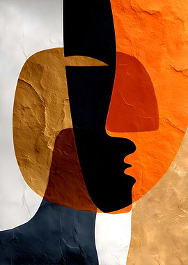 Abstract Face with Textured Overlays