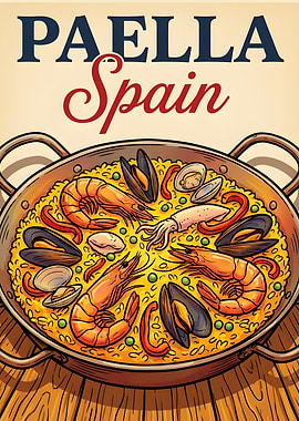 Paella Spain Food Illustration