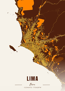 Lima, Peru Map Art