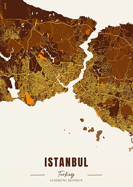 Istanbul City Map Art