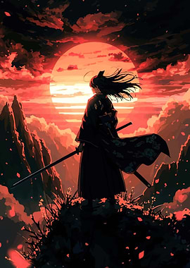 Samurai Warrior at Sunset