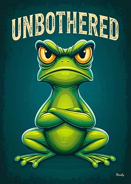 Unbothered Frog – Funny Attitude Cartoon Poster