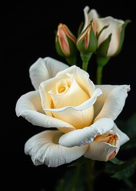 Creamy White Rose with Buds