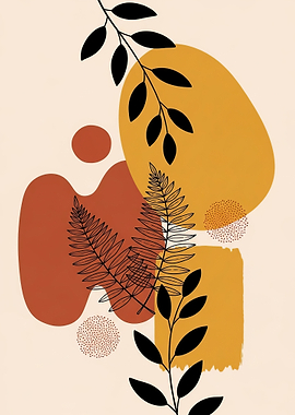 Abstract Botanical Mid-Century Modern Art