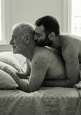 Intimate moment between two men