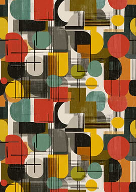 Mid-Century Modern Abstract Geometric Pattern
