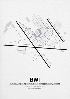 Baltimore/Washington International Thurgood Marshall Airport Map Poster
