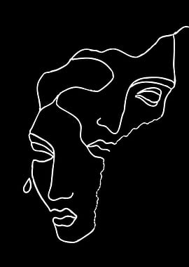Abstract Line Art Faces