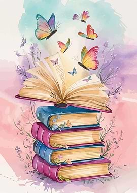 Butterflies Flying from Open Book