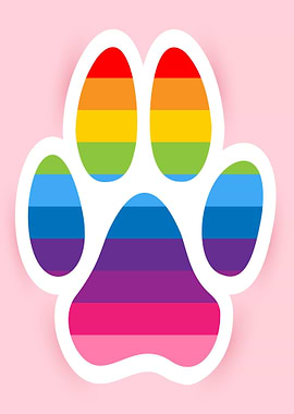 Rainbow Paw Print Sticker