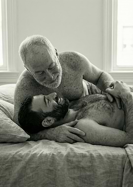 Gay Couple Smiling In Bed