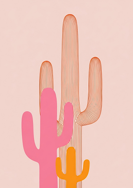 Minimalist Desert Cacti Illustration