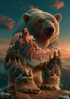 Majestic Bear Overlooking Mountain Landscape