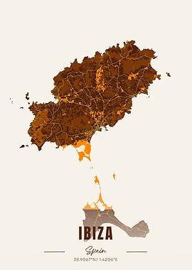 Ibiza Map with Coordinates