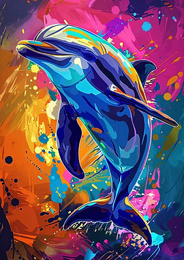 Vibrant Dolphin Splash Art