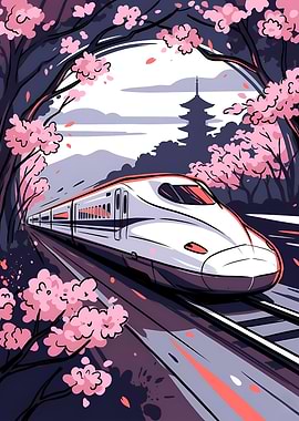 Painterly Train Journey at Golden Hour