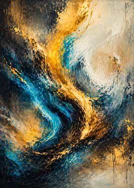 Abstract Swirls of Blue and Gold