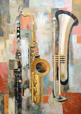 Musical Instruments in Abstract Background