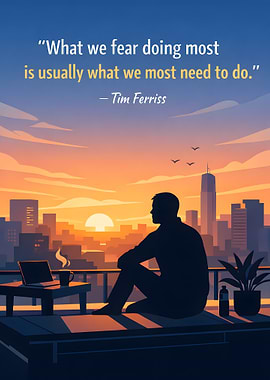 Man contemplating city at sunset