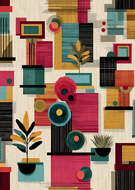 Mid-Century Modern Abstract Botanical Pattern